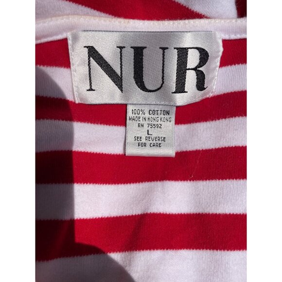 Vintage NUR Red & White Striped Cotton Top With Nautical Appliqué - Picture 5 of 7